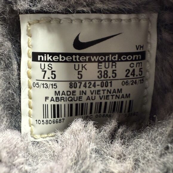 Womens size 7.5-Nike Roshe One Hi Sneaker Boots 807424-001 Faux Fur Black Gray - Picture 8 of 9